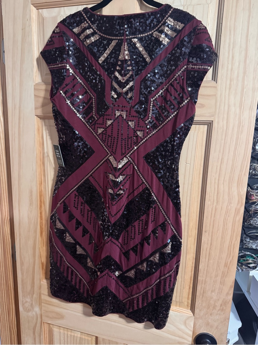 Express Burgundy Sequin Dress - Picture 3 of 6